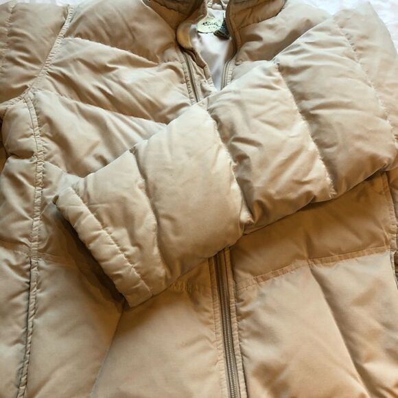 Eddie Bauer down Coat Cream Medium full zip,  2 front zip pockets - Picture 7 of 10